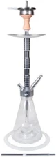 New German Hookah Aluminum Brass Clear Glass Shisha 2 Hose, Transparent Color