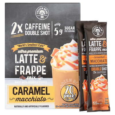 Frozen Bean Ultra-Premium Caramel Macchiato Latte & Frappe Drink Mix 20 Pk