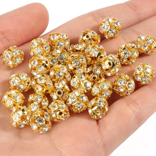 50pcs Ab Rhinestone Balls Multicolor Crystal Round Loose Spacer Beads Accessory - Picture 37 of 54