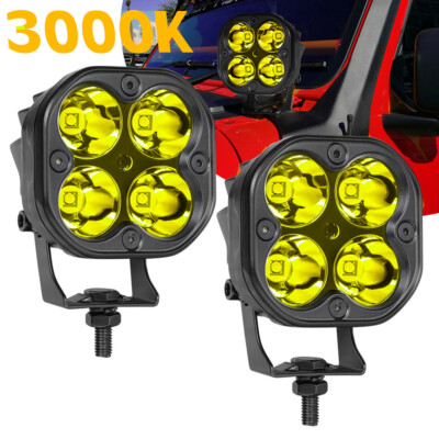 2Pc 3'' 80W Cube LED Work Light Bar Spot Pods Driving Fog OffRoad ATV 4WD SUV 12V