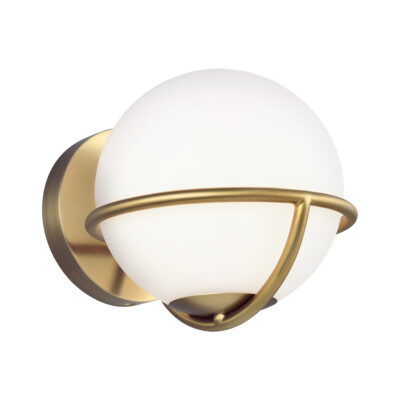 Wandleuchte weiß opal geätzte Glaskugeln Messing brüniert LED G9 3,5W