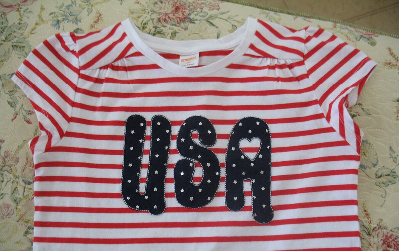 GYMBOREE RED WHITE & BLUE RED STRIPPED w/ USA TOP Size 10 NWOT Patriotic America
