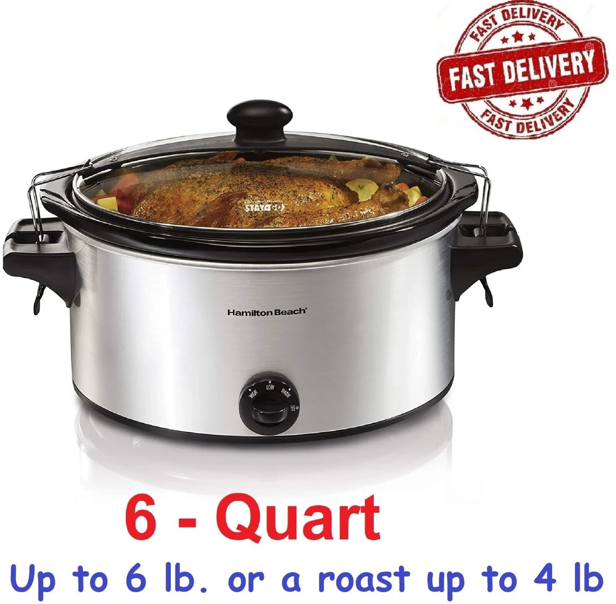 Hamilton Beach Slow Cooker, Quart Capacity, Lid Lock, Serves 7+ Model  #33262