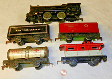 Marx Windup Freight Train Set 0-4-0 Steam Engine  6 Inch Tin Cars Runs 