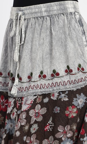 Pixie Skirt Patchwork Bohemian Rayon Grey Color Festival One Size 10 12 14 16 18 - Picture 6 of 8