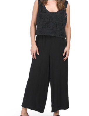 NEW! Three Dots Crochet Top Jumpsuit Retails $158