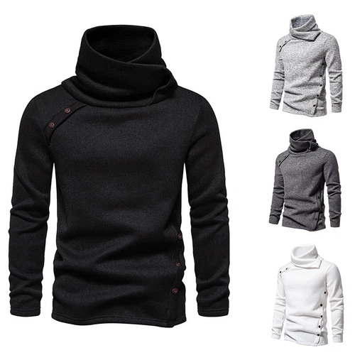 British Style Mens Casual Pile Neck High Collar Long Sleeve Pullover Top Sweater - Bild 3 von 28