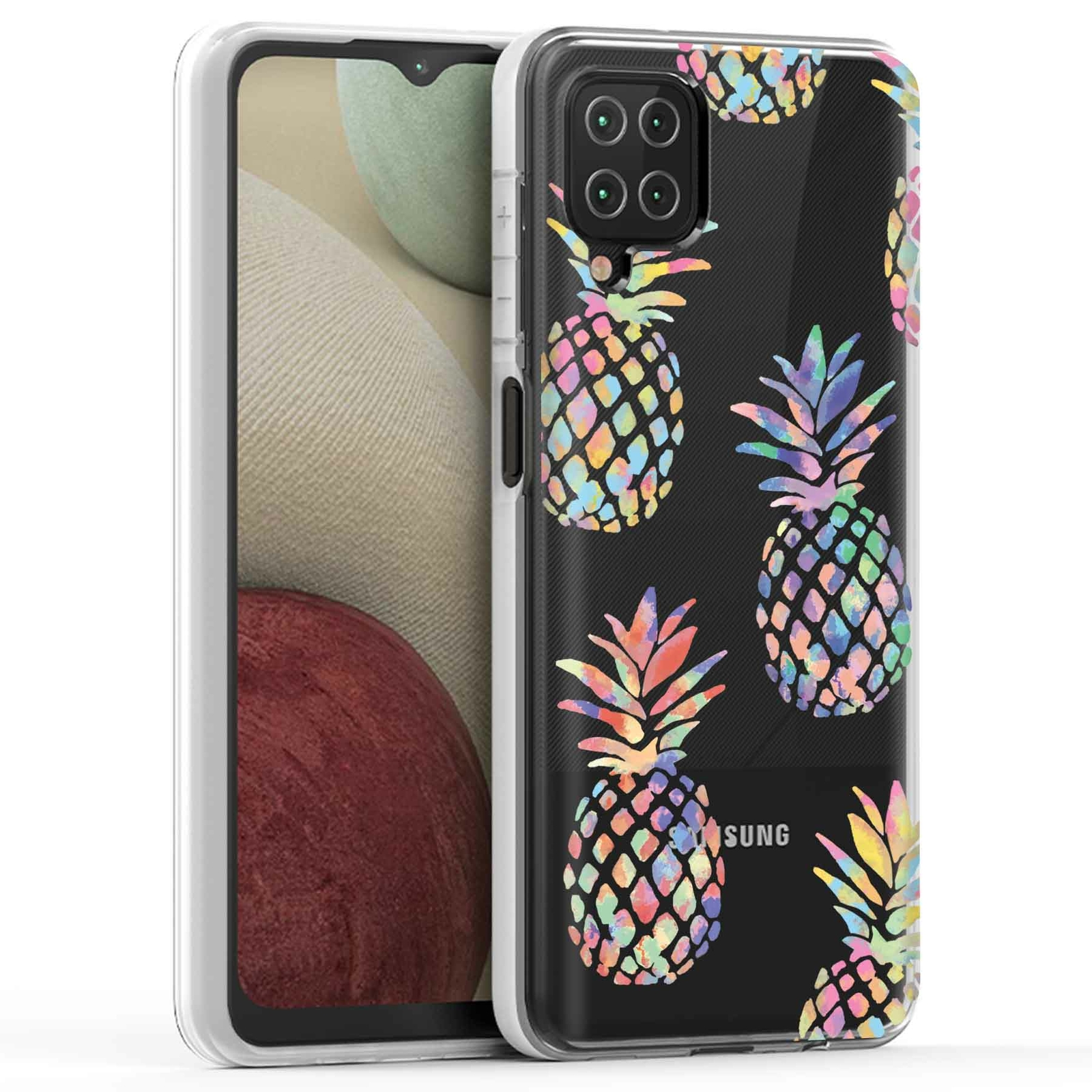 Colorful Pineapple Print Phone Case for Samsung Galaxy A12 - USA Design