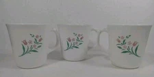 CORELLE COFFEE CUPS  ROSEMARIE PINK TULIPS SET OF 3 