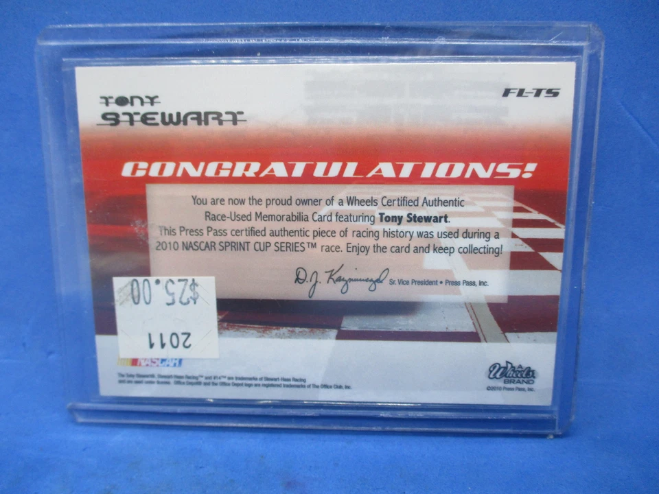 TONY STEWART 2010 Wheels Element Finish Line RACE USED TIRE Relic Serial #d /99 - Image 2 of 2