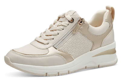 Tamaris Halbschuh 23721 430 Beige Schnürschuh Sneaker Reißverschluss Keilabsatz
