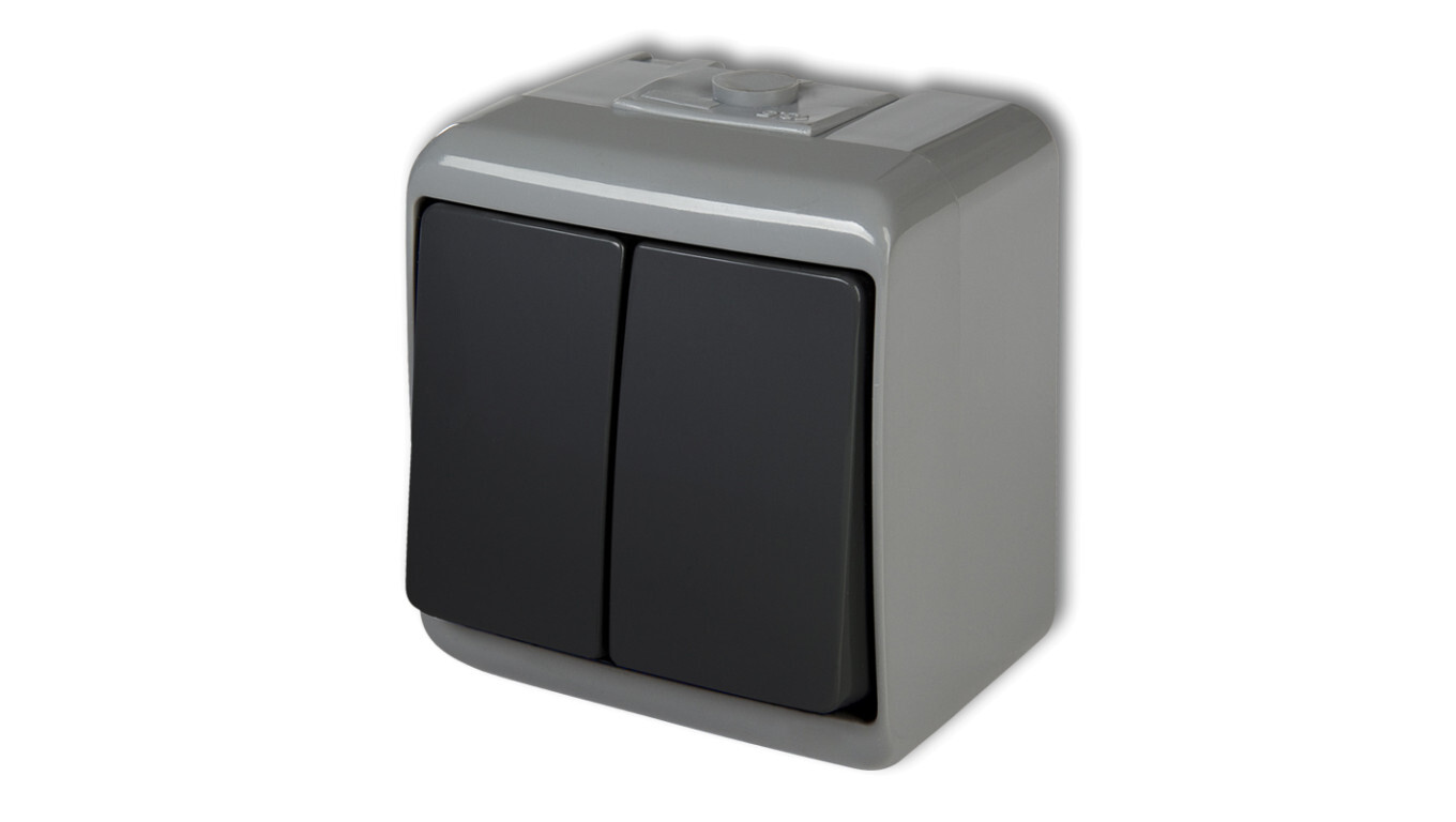 JUNIOR Ash / graphite candlestick switch IP54 30WHE-2 /T2UK