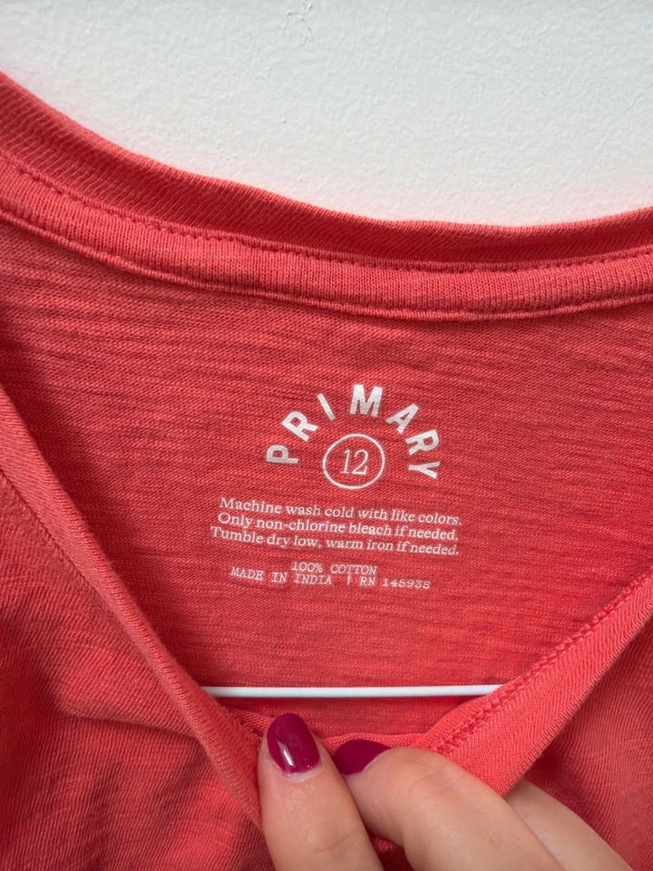 Primary Red Cotton Sleeveless Tank Top With Pocket Youth Size 12 - Image 3 of 4