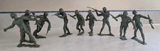 Set of 9 Louis Marx 1960's 6" WW2 WWII USMC Green Toy Plastic Soldiers Vintage 