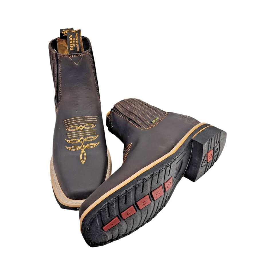 Men Genuine Cowhide Nobuck Handcrafted Western Rodeo Short Ankle Boots ...