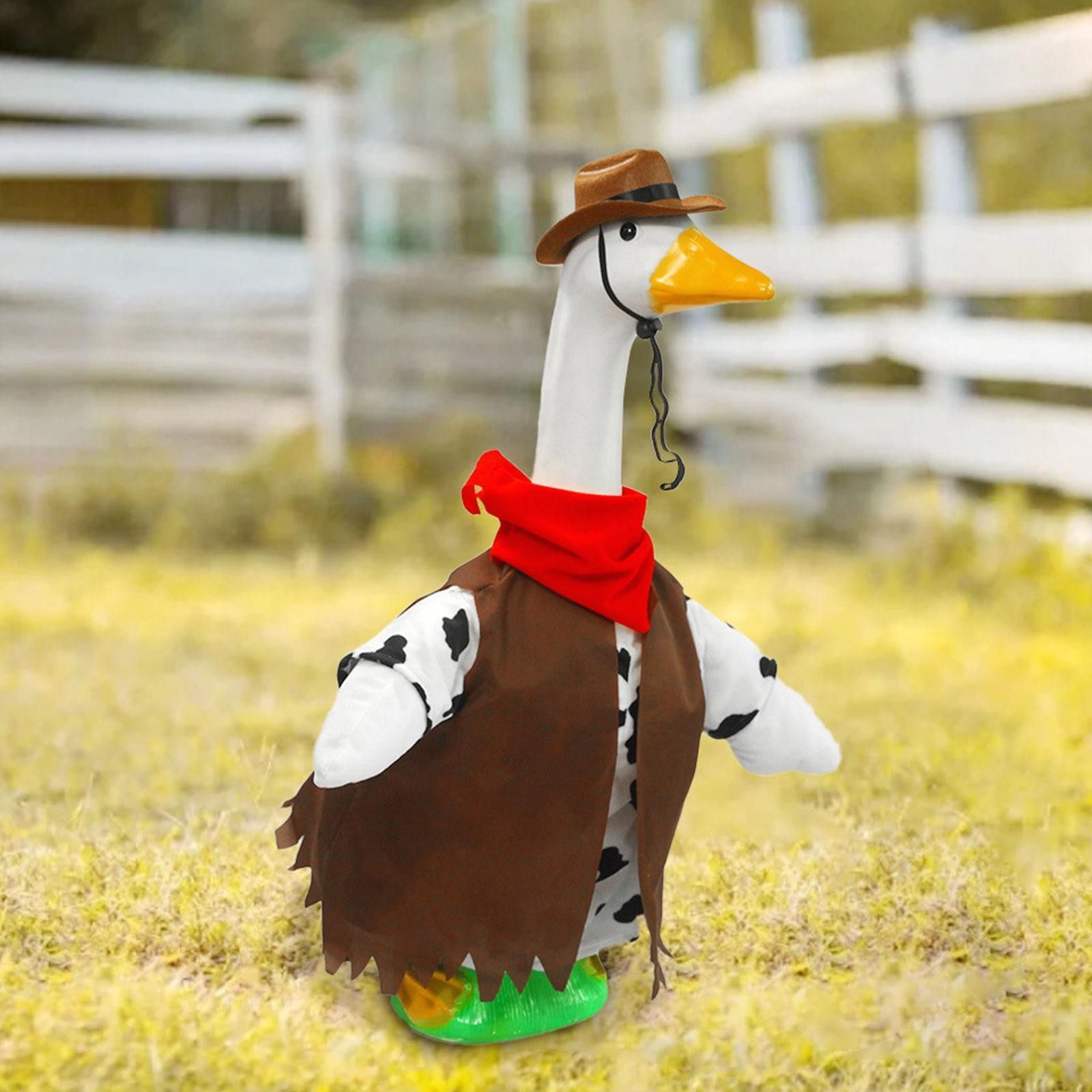 Cute Porch Goose Costume Fits 23-Inch Garden Statue for Outdoor Decor