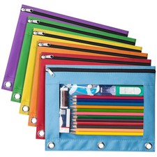 6Pack Pencil Pouches for 3 Ring Binder, Smooth Zipper 3 Ring Binder Pencil Po...