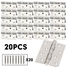 20 x STAINLESS STEEL BUTT HINGES Large 4"/100mm Internal/External Door Pair Set