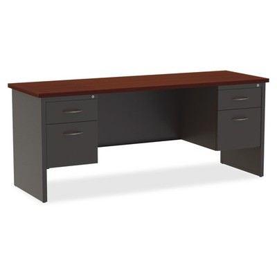 Lorell LLR79158 Mahogany Laminate Double Pedestal Desk 72''x24''