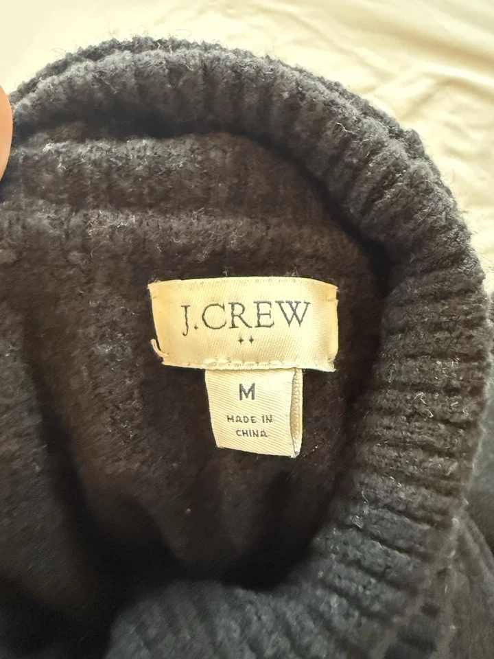 J Crew Women’s M Black Wool Blend Turtleneck Sweater Dress - Image 3 of 4