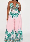 Sexy Tropical Print Pink Jumpsuit NWT orig $79.99- Sz Med — photo 2