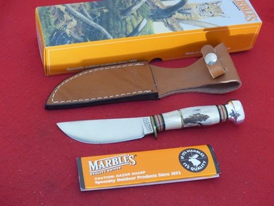 Marbles Gladstone USA mint in box HUNTER STAG/Aluminum fixed blade knife