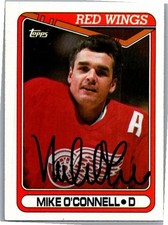 1990-91 -Mike O'Connell- Topps Autograph/Signed/Auto Hockey Card #114 Red Wings