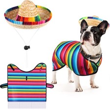 Weewooday Dog Sombrero Hat Pet Serape Poncho Costume M, Multicolor