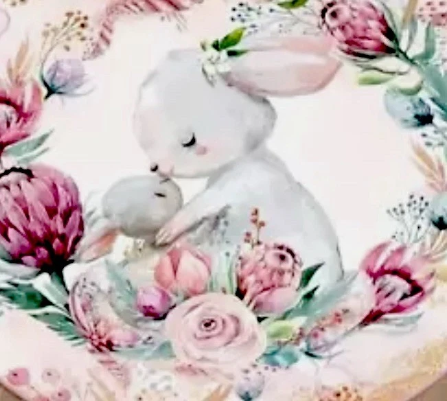 Alfombra para Guardería o Habitación Infantil Diseño Conejo Estampado Suave Antideslizante 31.4 pulgadas Redonda Foto 2 de 4