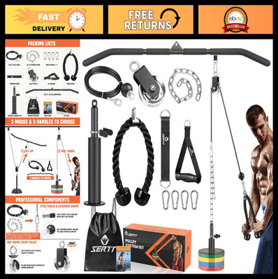 Cable Pulley System for Gym - 2-in-1 LAT Pull Down Bar & Loading Pin, Triceps, B