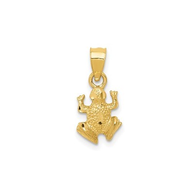 14k Gelbgold Frosch Anhänger Charm Strukturiert Tierschmuck für Frauen Unisex