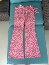NWT H M Devided pink floral flare leggings Size M