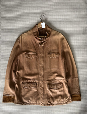 AUTHENTIC Men's Seraphin Zip Jacket 60US/UK Light Brown 100% Leather France