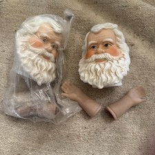 Set of Two Painted Porcelain Santa Claus Doll Head/Hands