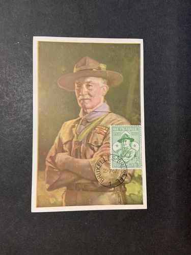 Belgium 1957 FDC  1st day Maxi Card Lord Baden Powell Boy Scout Founder  #1
