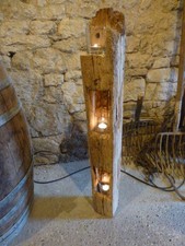 Windlicht Unikat aus altem Holzbalken Stele Holz Balkenlicht 103 cm Laterne