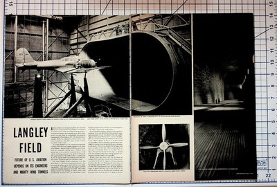 1940s NACA Langley Field Aviation Research Wind Tunnel Magazine Article