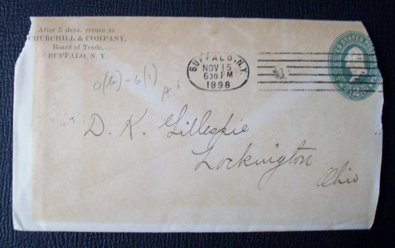 U.S. 2c Washington Buffalo, NY Envelope 1898 Lockington, O