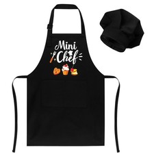 Kids Apron and Chef Hat Set,  Mini Chef  Funny Apron Adjustable Kitchen Apron...