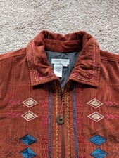 Coldwater Creek jacket embroidered rust brown western velvet boho womens 1X