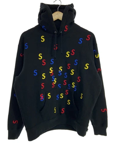 Felpa Supreme con cappuccio 21SS ricamata S cotone nero usata