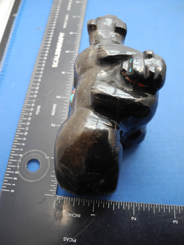 Zuni Black Marble MOTHERw/BEAR CUB,Fetish by Donovan Dewa,+SUNFACE+HEART LINE - Picture 17 of 20