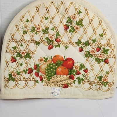 Vintage Quilted Toaster Cover Fruit Basket Strawberries Cream Kitchen Decor