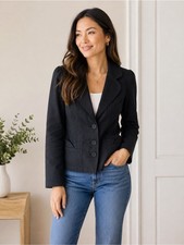 Halogen Black Fitted Blazer Size Medium Workwear Minimalist Office