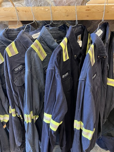 Carhartt FR Work Shirt XL Navy Reflective Stripes 88% Cotton 12% Nylon