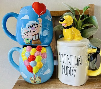 New SET Disney UP Movie Carl Ellie Balloon House Adventure Buddy Lab Dug Mug Set