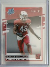 2020 Panini Chronicles Clearly Donruss Rated Rookie Isaiah Simmons Red /199 RC