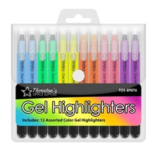 Thornton's Retractable Bible Safe No Bleed Through Gel Highlighters Pack 12