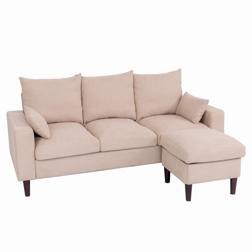 Modern L-Shaped Corner Sofa 2 3 Seater Armchair Couch With Footstool - Picture 71 of 411