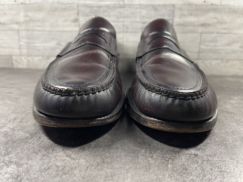 SAS Loafers Men 11.5N Hand Sewn Penny 40 Shoes Black Red Leather Slip On Moc - Picture 4 of 21